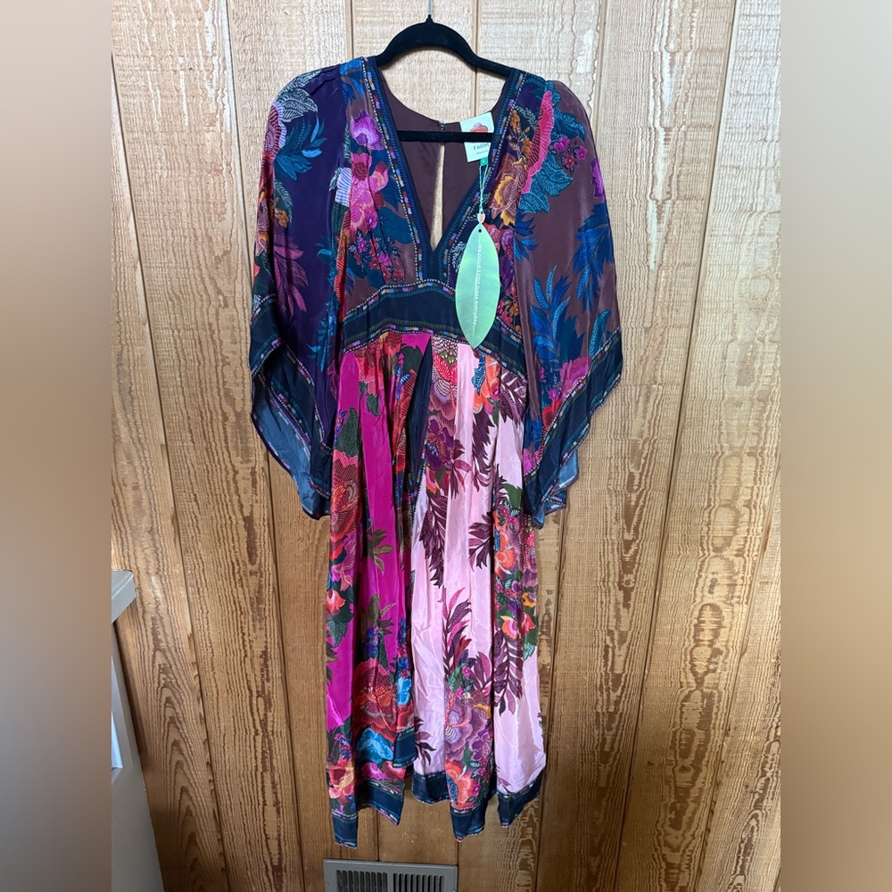 Farm Rio Flower Scarves Maxi Dress size small NWT